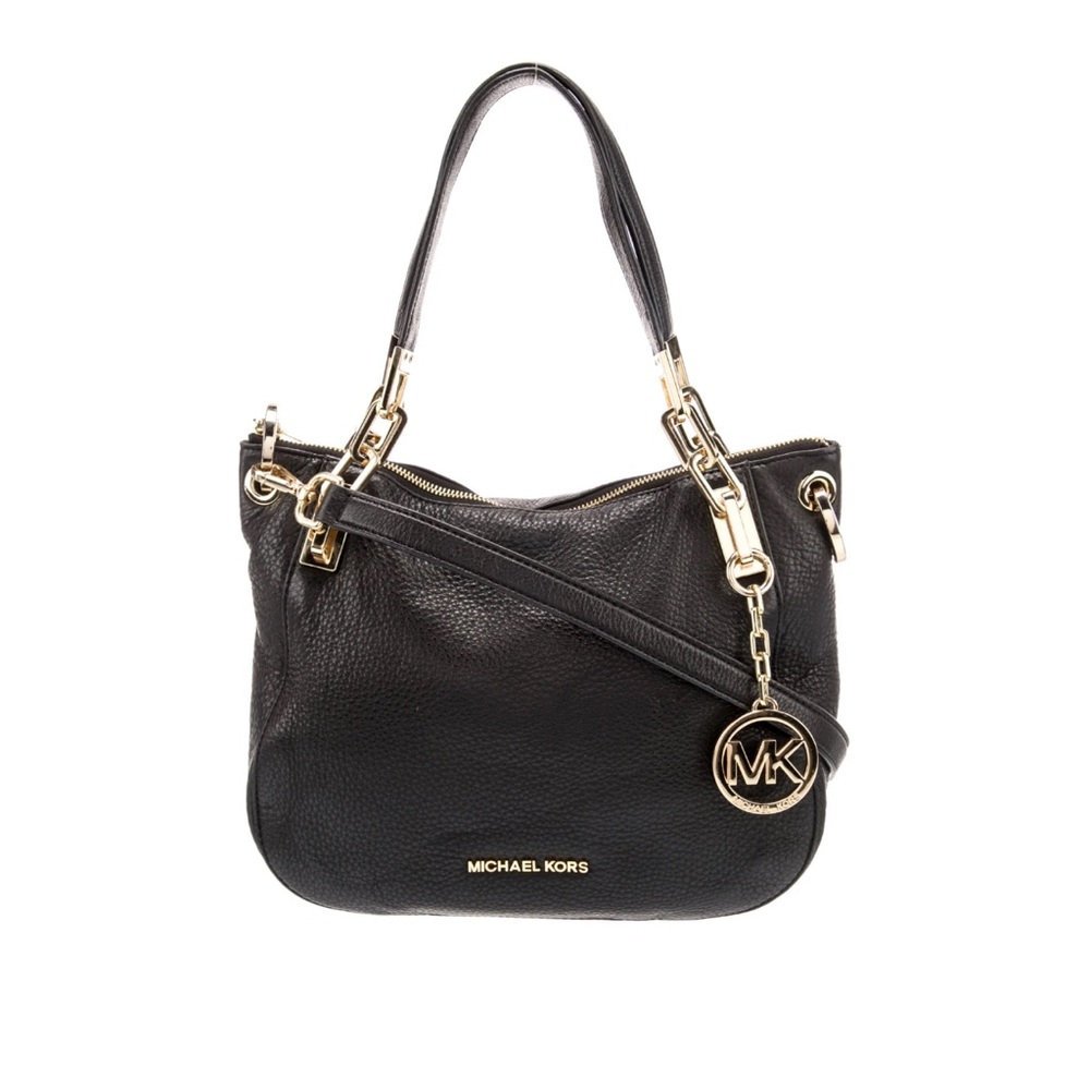 Michael Kors Brooke Black crossbody Shoulder Bag with Gold Accents